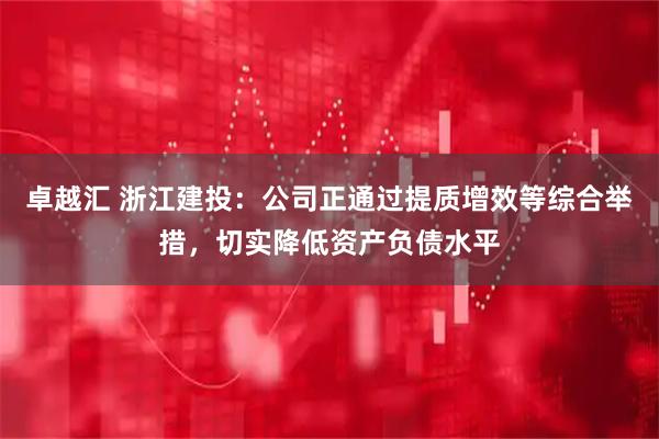 卓越汇 浙江建投：公司正通过提质增效等综合举措，切实降低资产负债水平