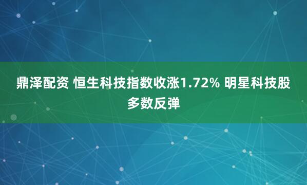 鼎泽配资 恒生科技指数收涨1.72% 明星科技股多数反弹